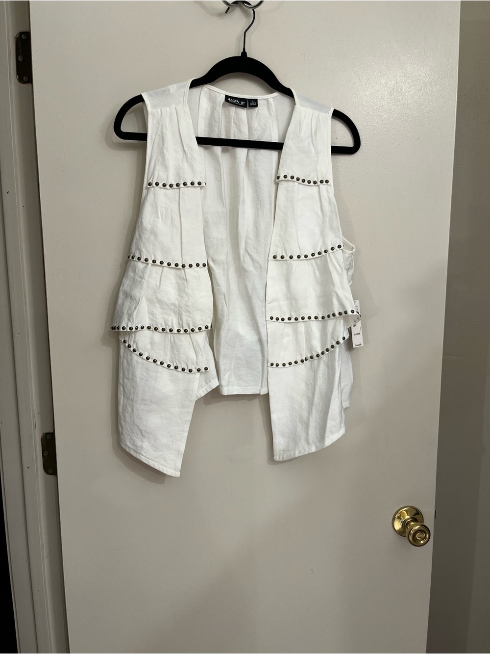 Allen B. By Allen Schwartz White Studded Open Vest
